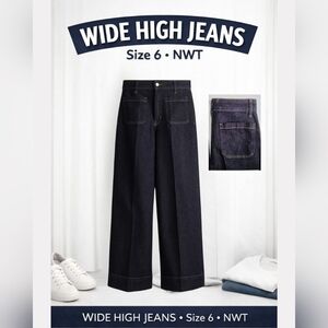 NWT | H&M Wide High Jeans – Dark Denim Blue